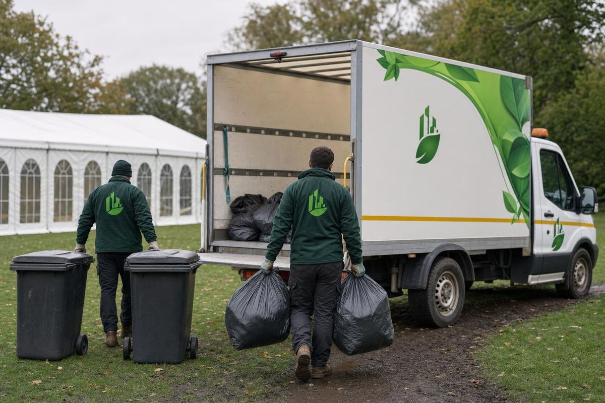 Any London Waste crew collecting rubbish sacks and bins after an event in a London park