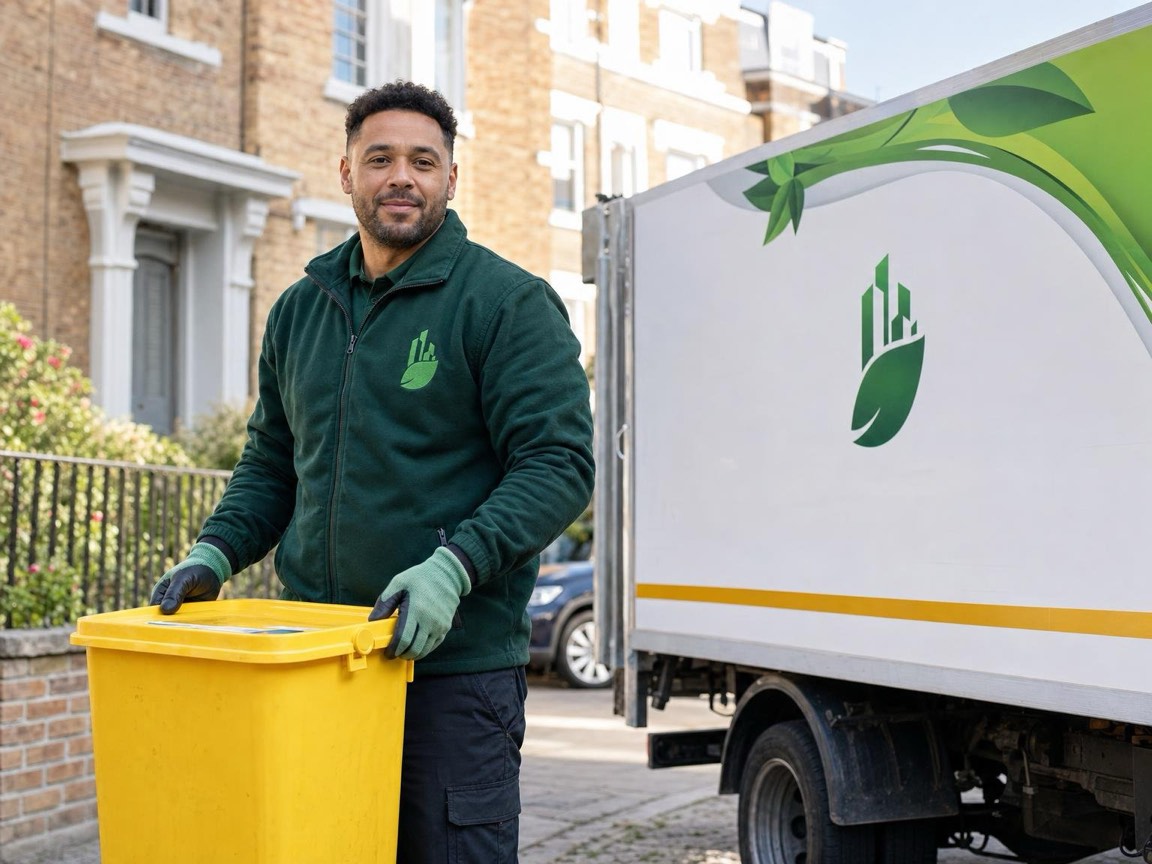 Bin store of a London care home being serviced