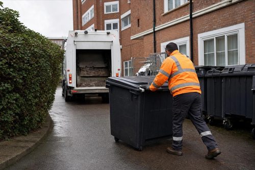 Bin store of a London care home being serviced